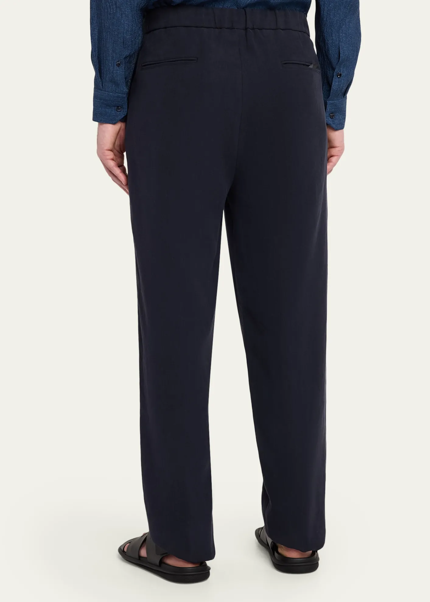 Giorgio ArmaniMen's Single-Pleat Linen Canvas Trousers