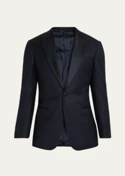 Giorgio ArmaniMen's Soft Jacquard Satin-Trim Single-Breasted Blazer
