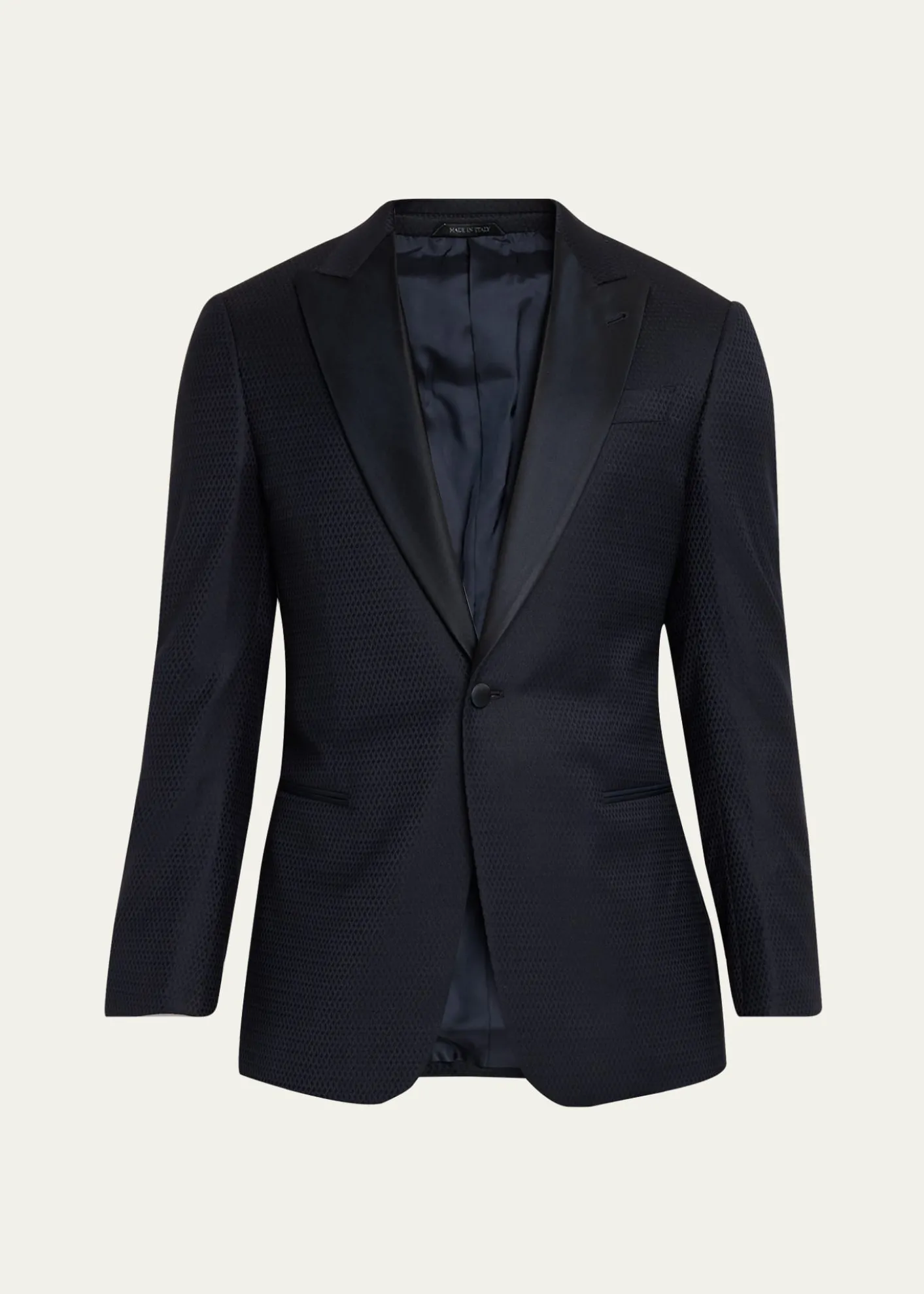 Giorgio ArmaniMen's Soft Jacquard Satin-Trim Single-Breasted Blazer