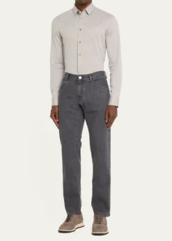 Giorgio ArmaniMen's Solid Cotton Stretch Sport Shirt