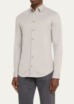 Giorgio ArmaniMen's Solid Cotton Stretch Sport Shirt