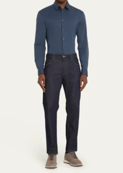 Giorgio ArmaniMen's Solid Cotton Stretch Sport Shirt