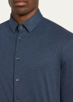 Giorgio ArmaniMen's Solid Cotton Stretch Sport Shirt