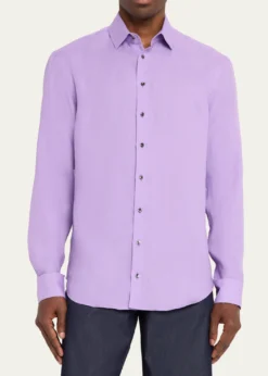 Giorgio ArmaniMen's Solid Linen Classic-Fit Sport Shirt