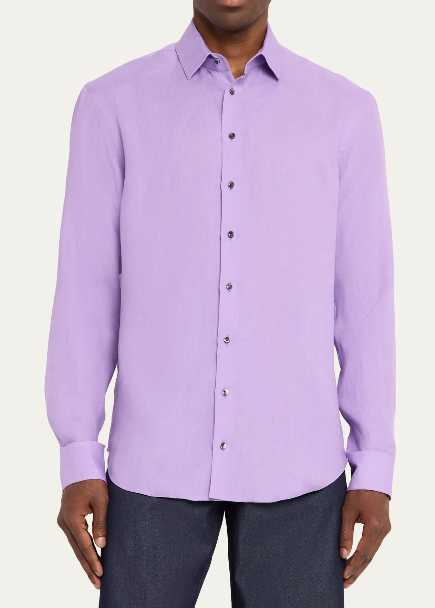 Giorgio ArmaniMen's Solid Linen Classic-Fit Sport Shirt
