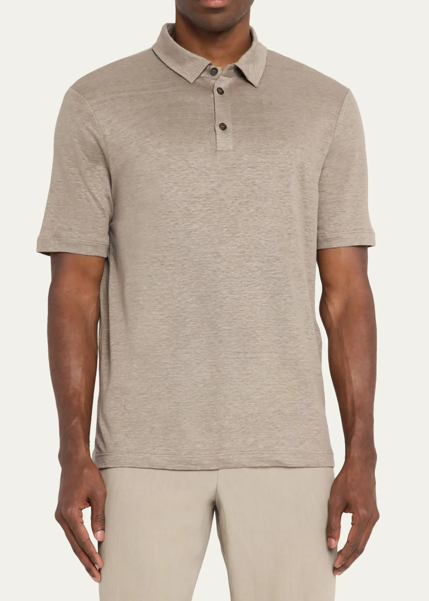 Giorgio ArmaniMen's Solid Linen Polo Shirt