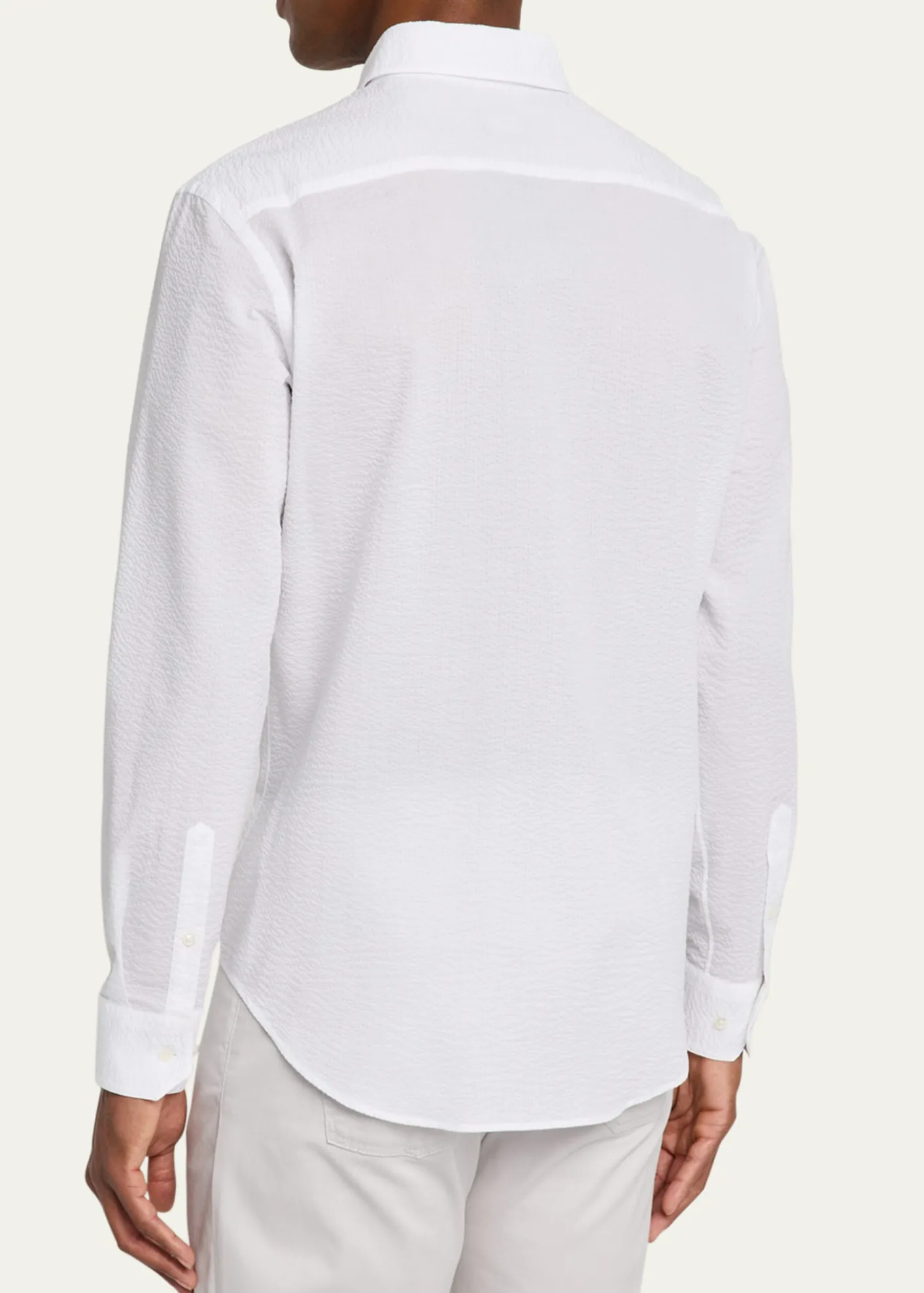 Giorgio ArmaniMen's Solid Seersucker Sport Shirt