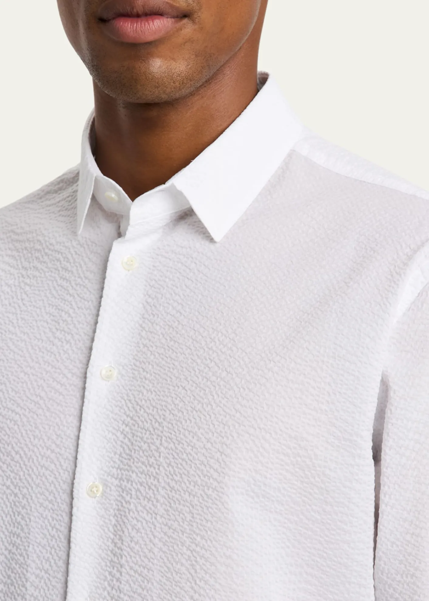 Giorgio ArmaniMen's Solid Seersucker Sport Shirt