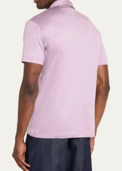 Giorgio ArmaniMen's Solid Silk and Cotton Polo Shirt