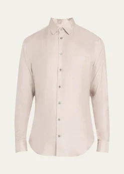 Giorgio ArmaniMen's Solid Silk Dress Shirt