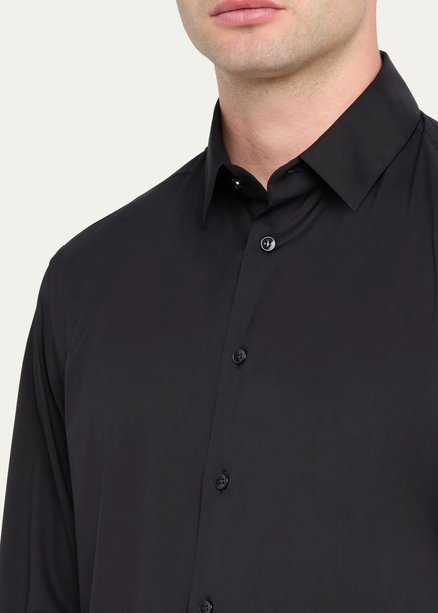 Giorgio ArmaniMen's Solid Stretch Poplin Sport Shirt