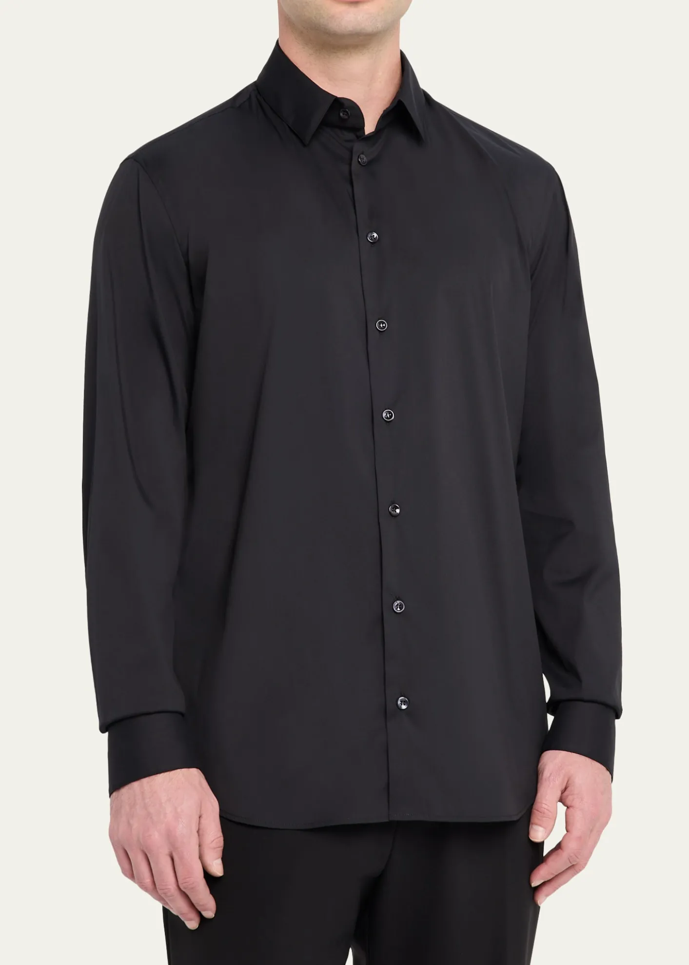 Giorgio ArmaniMen's Solid Stretch Poplin Sport Shirt