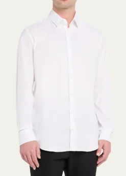 Giorgio ArmaniMen's Solid Stretch Poplin Sport Shirt