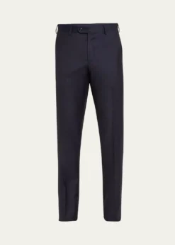 Giorgio ArmaniMen's Solid Wool Flat-Front Trousers