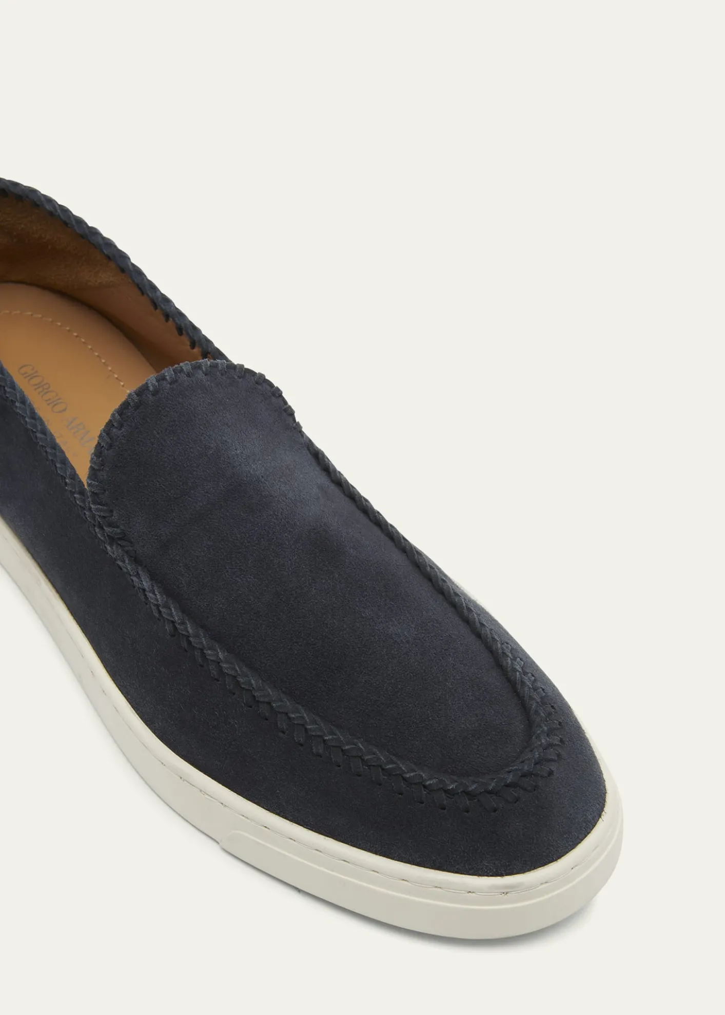 Giorgio ArmaniMen's Suede Sneaker-Sole Loafers