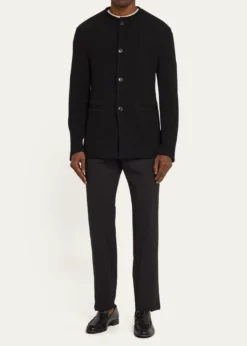 Giorgio ArmaniMen's Textured Band-Collar Blazer