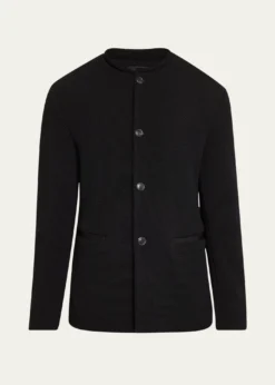 Giorgio ArmaniMen's Textured Band-Collar Blazer