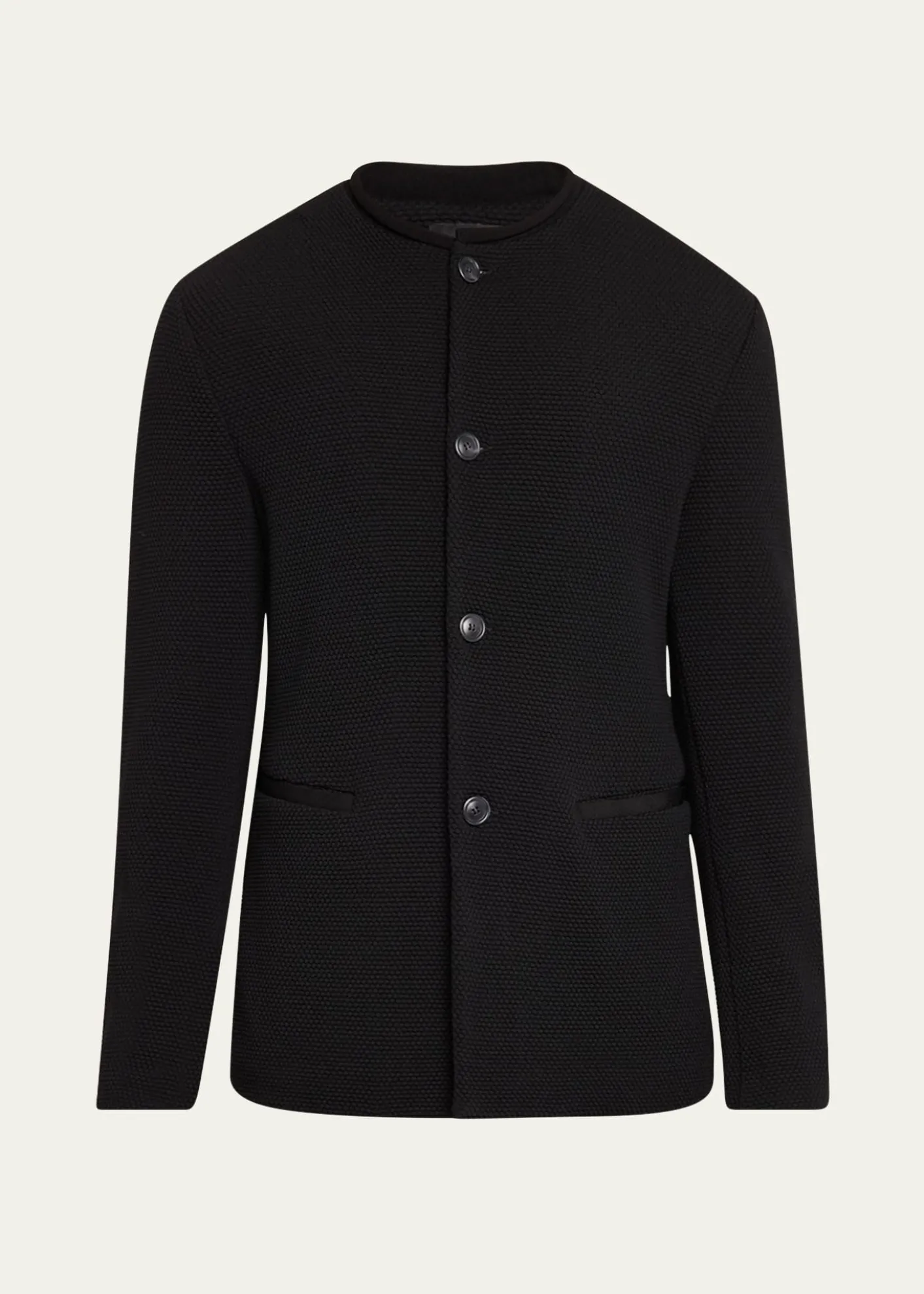 Giorgio ArmaniMen's Textured Band-Collar Blazer