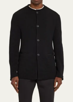 Giorgio ArmaniMen's Textured Band-Collar Blazer