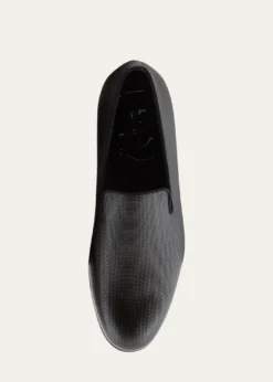 Giorgio ArmaniMen's Textured Leather Grosgrain-Trim Loafers