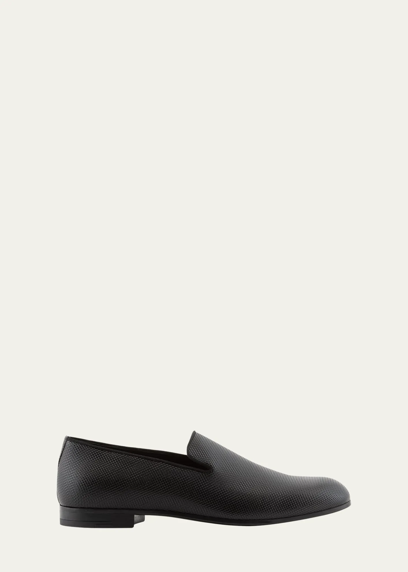 Giorgio ArmaniMen's Textured Leather Grosgrain-Trim Loafers