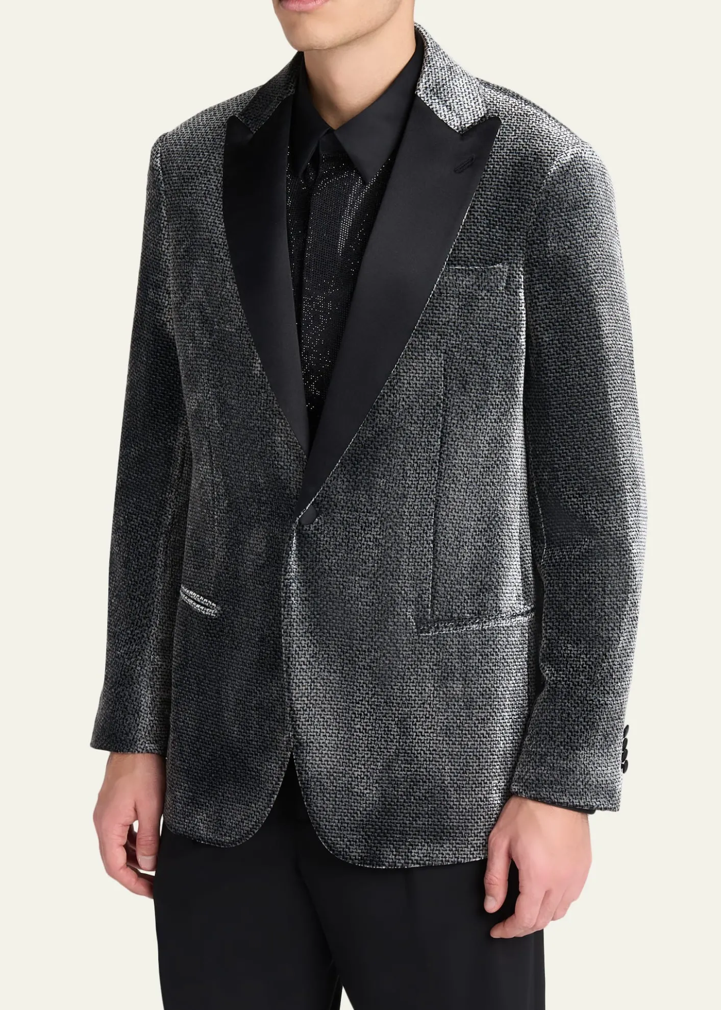 Giorgio ArmaniMen's Velvet-Effect Peak Lapel Dinner Jacket