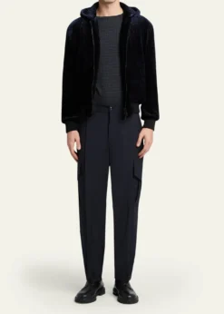 Giorgio ArmaniMen's Viscose Geometric Textured Crewneck T-Shirt