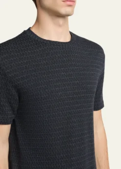 Giorgio ArmaniMen's Viscose Geometric Textured Crewneck T-Shirt