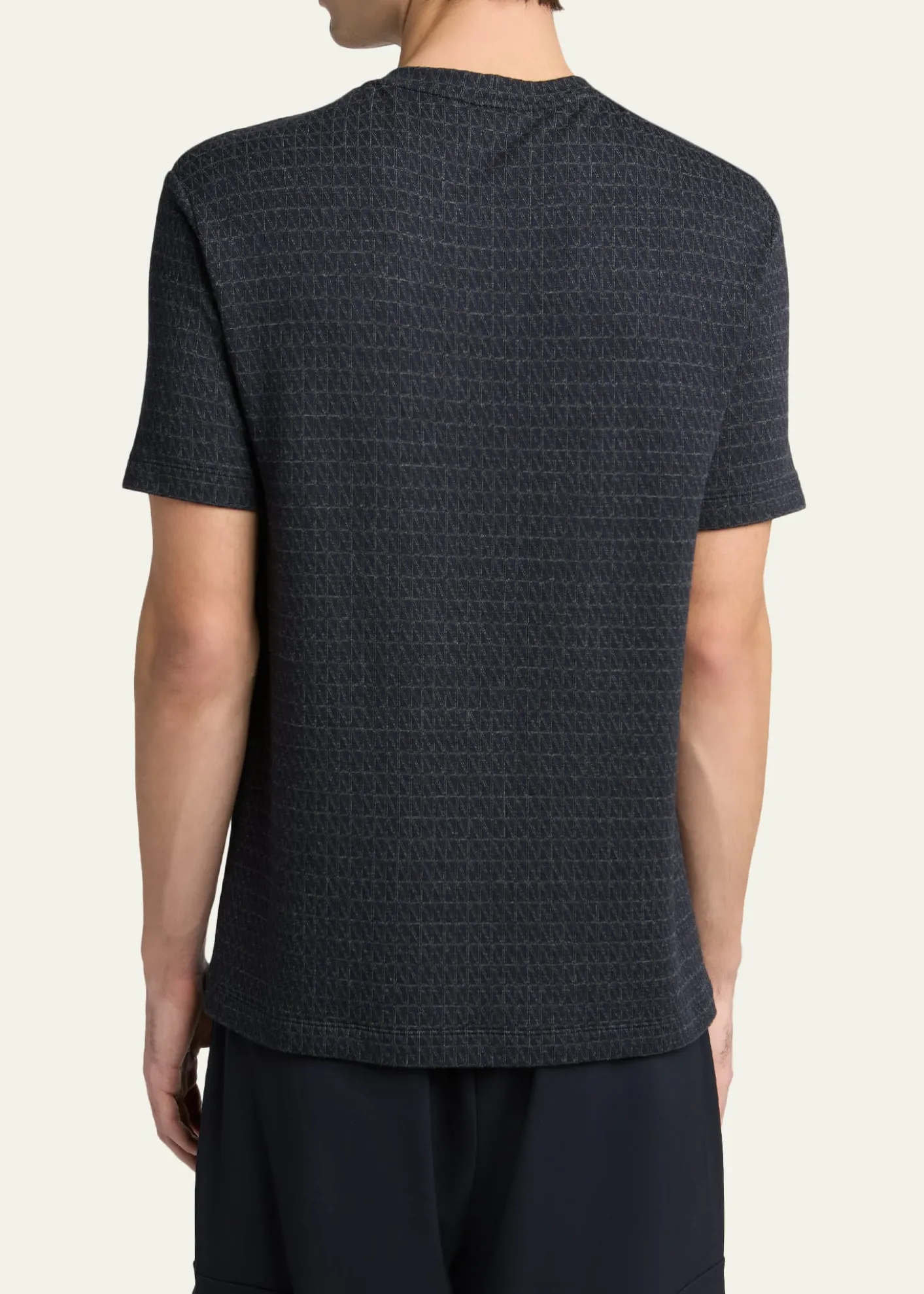 Giorgio ArmaniMen's Viscose Geometric Textured Crewneck T-Shirt