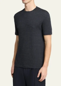 Giorgio ArmaniMen's Viscose Geometric Textured Crewneck T-Shirt