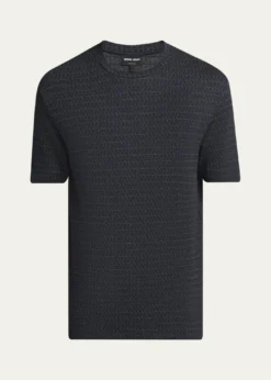 Giorgio ArmaniMen's Viscose Geometric Textured Crewneck T-Shirt