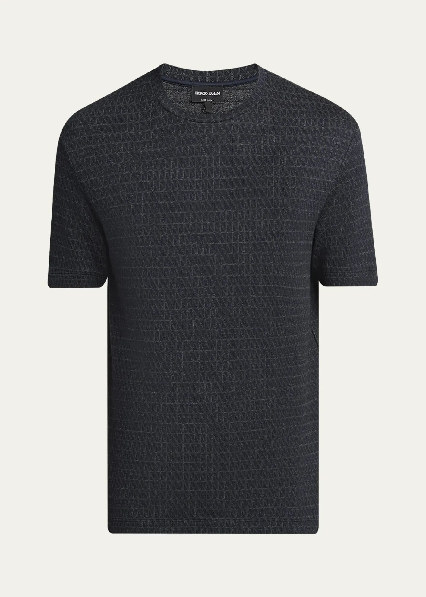 Giorgio ArmaniMen's Viscose Geometric Textured Crewneck T-Shirt