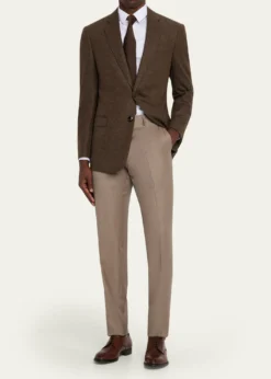 Giorgio ArmaniMen's Wool Sharkskin Flat Front Trousers