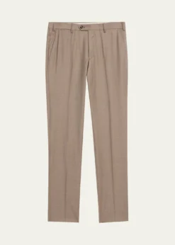 Giorgio ArmaniMen's Wool Sharkskin Flat Front Trousers