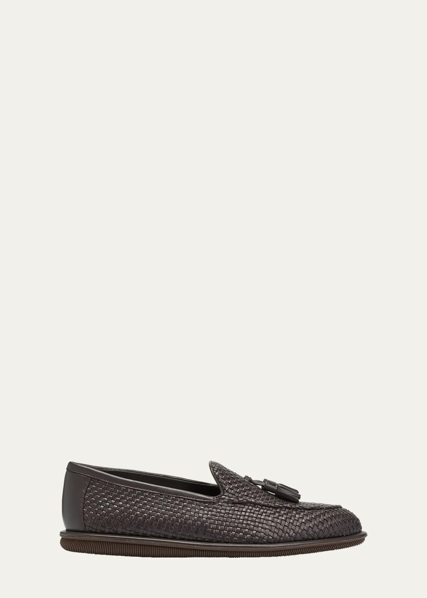 Giorgio ArmaniMen's Woven Leather Tassel Loafers