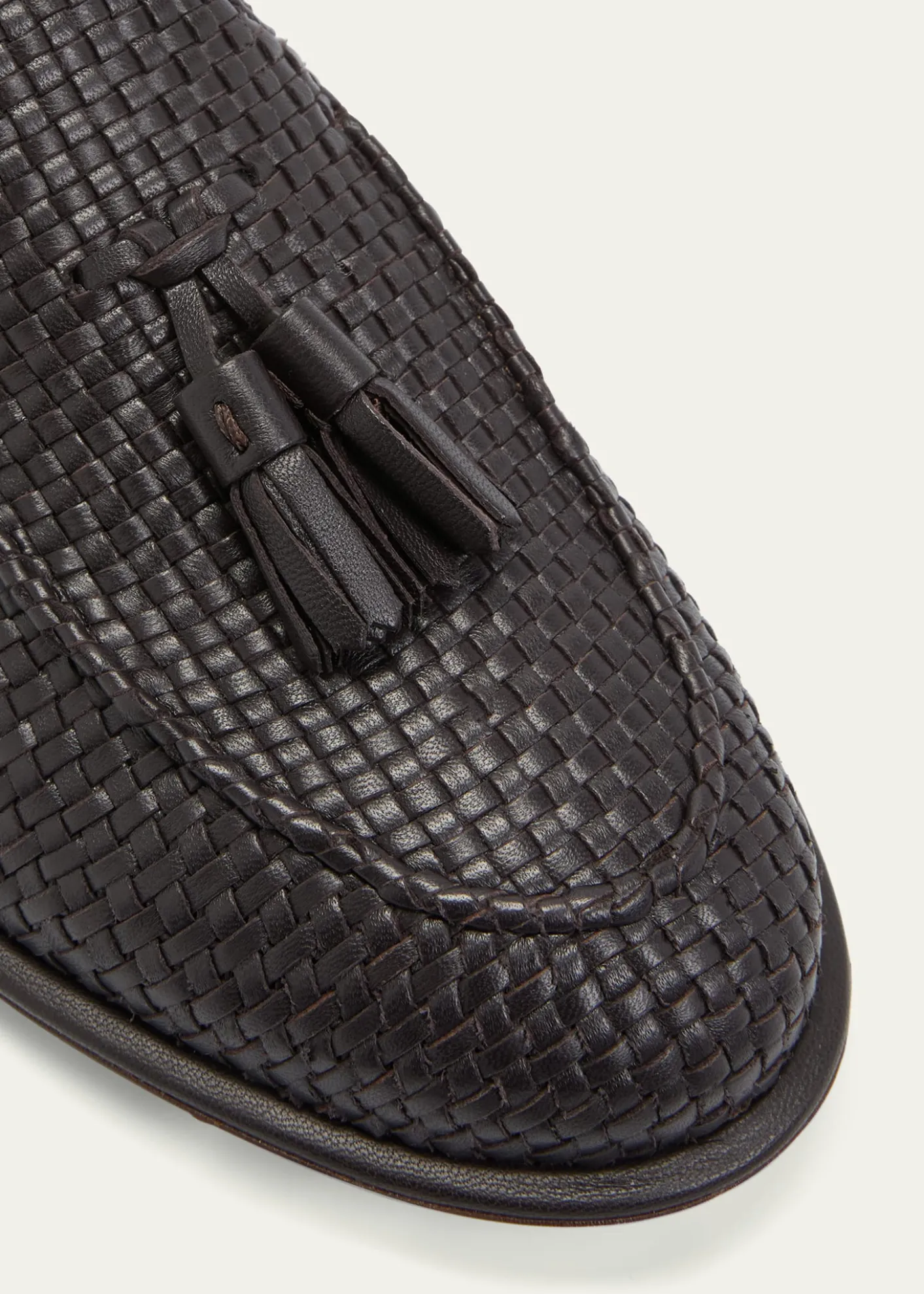 Giorgio ArmaniMen's Woven Leather Tassel Loafers