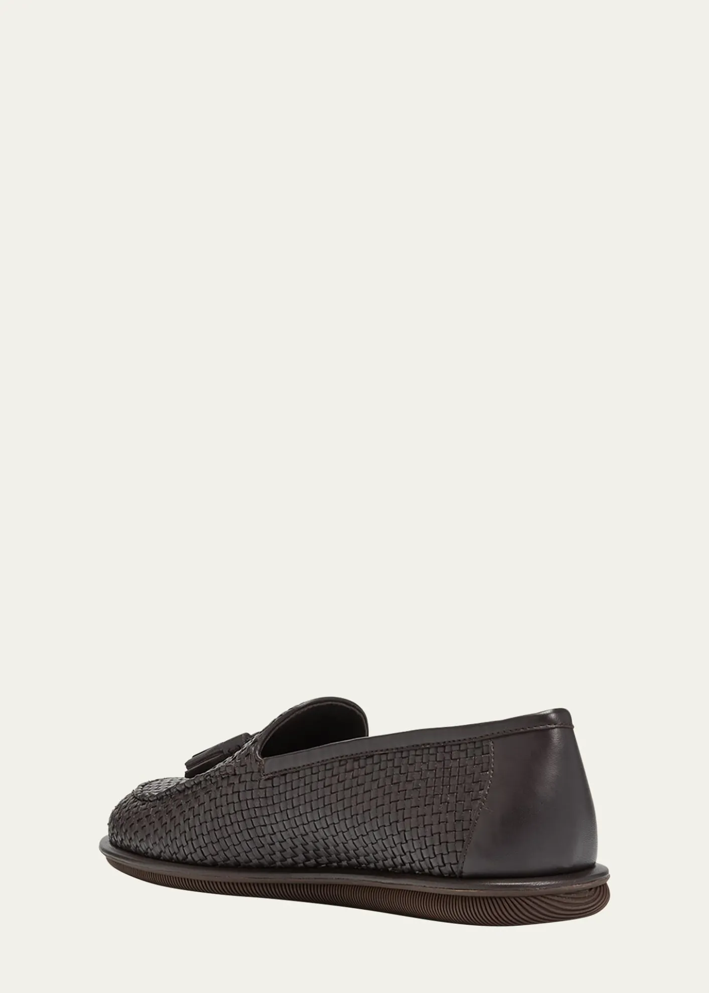 Giorgio ArmaniMen's Woven Leather Tassel Loafers