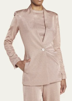 Giorgio ArmaniMetallic Bonded Jersey One-Button Blazer