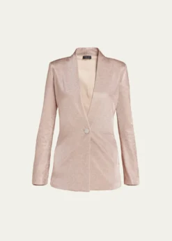 Giorgio ArmaniMetallic Bonded Jersey One-Button Blazer