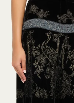 Giorgio ArmaniMetallic Embroidered Velvet Wide-Leg Trousers