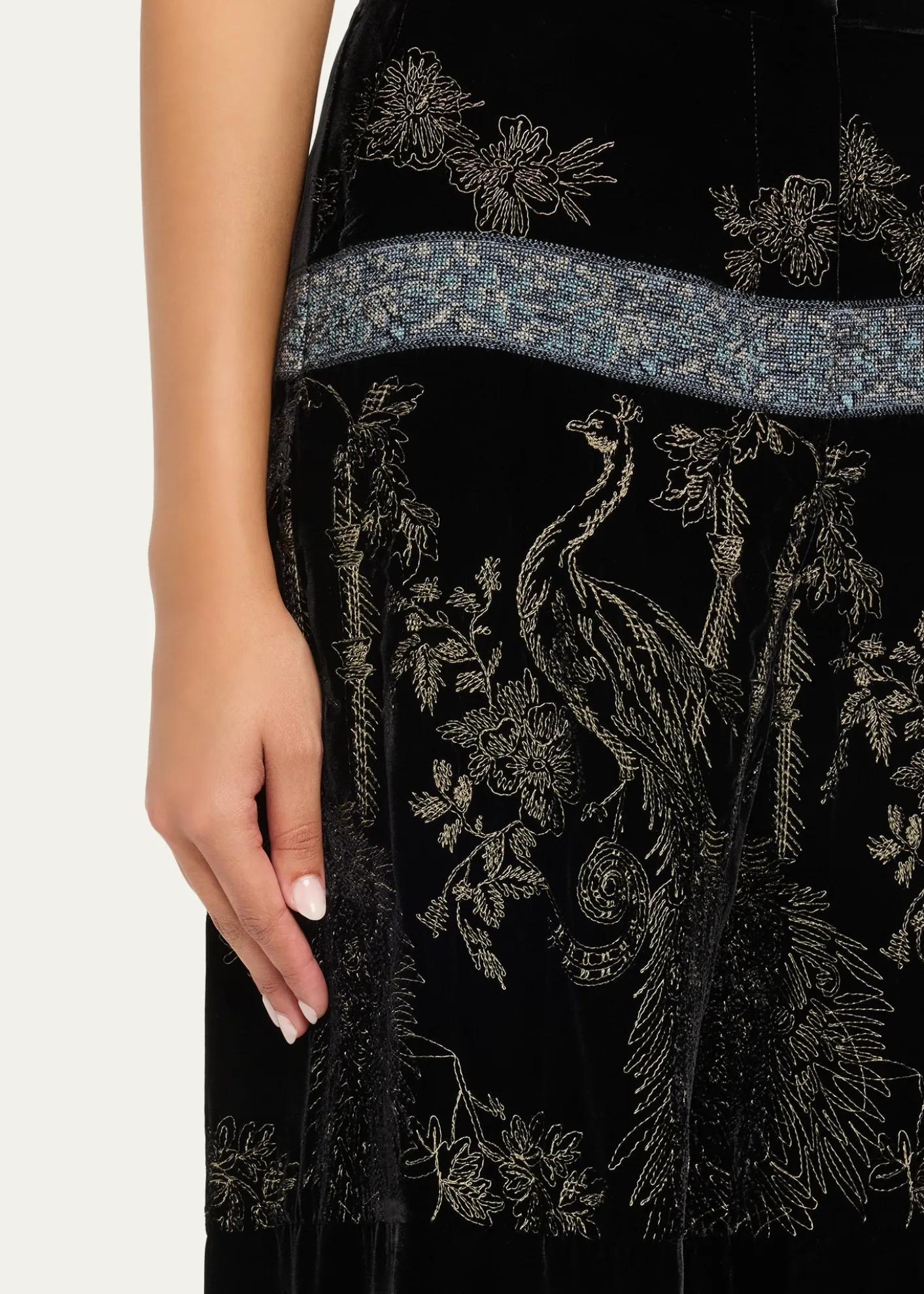 Giorgio ArmaniMetallic Embroidered Velvet Wide-Leg Trousers