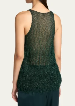 Giorgio ArmaniMetallic Fringe Knit Sleeveless Blouse