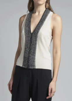 Giorgio ArmaniMetallic-Front Boucle Knit Tank Top