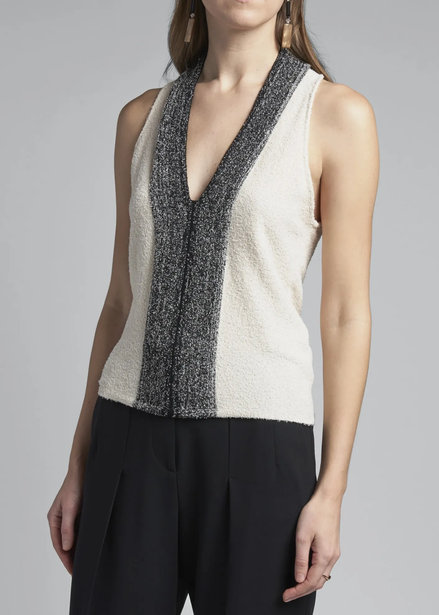 Giorgio ArmaniMetallic-Front Boucle Knit Tank Top