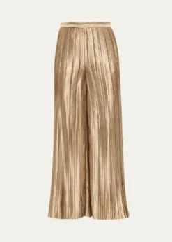Giorgio ArmaniMetallic Plisse Satin Wide-Leg Pants