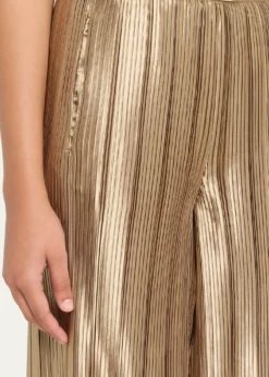 Giorgio ArmaniMetallic Plisse Satin Wide-Leg Pants