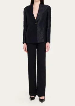 Giorgio ArmaniMetallic Raffia Single-Breasted Jacket