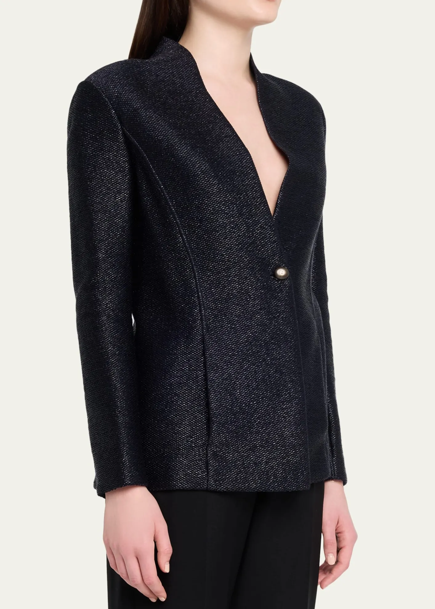Giorgio ArmaniMetallic Raffia Single-Breasted Jacket