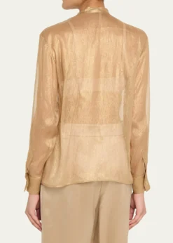 Giorgio ArmaniMetallic Silk Button-Down Shirt