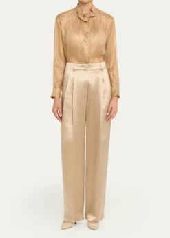 Giorgio ArmaniMetallic Silk Button-Down Shirt